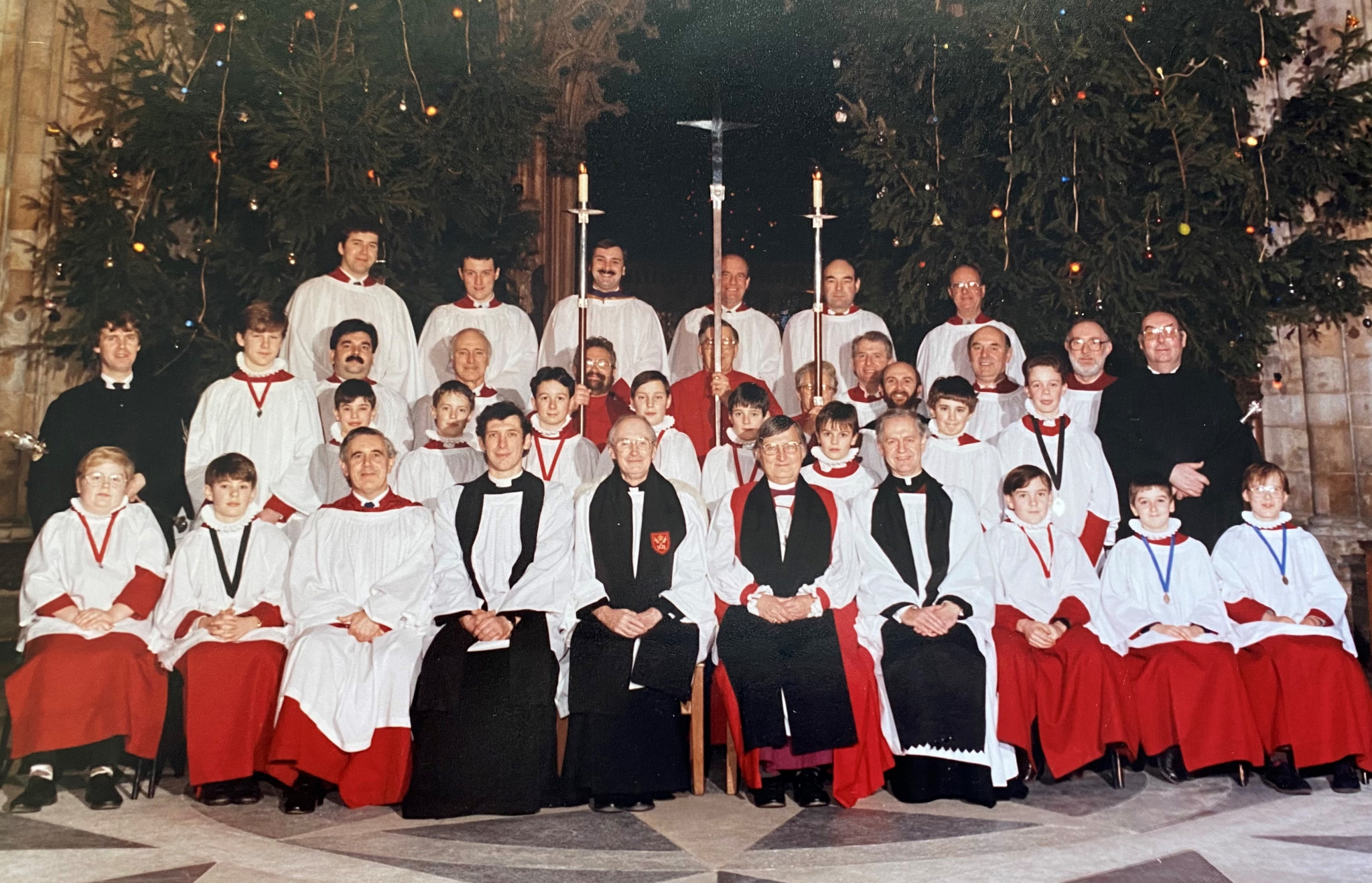 David (far left) during his heyday as Head Virger of Beverley Minster (c. 1990).